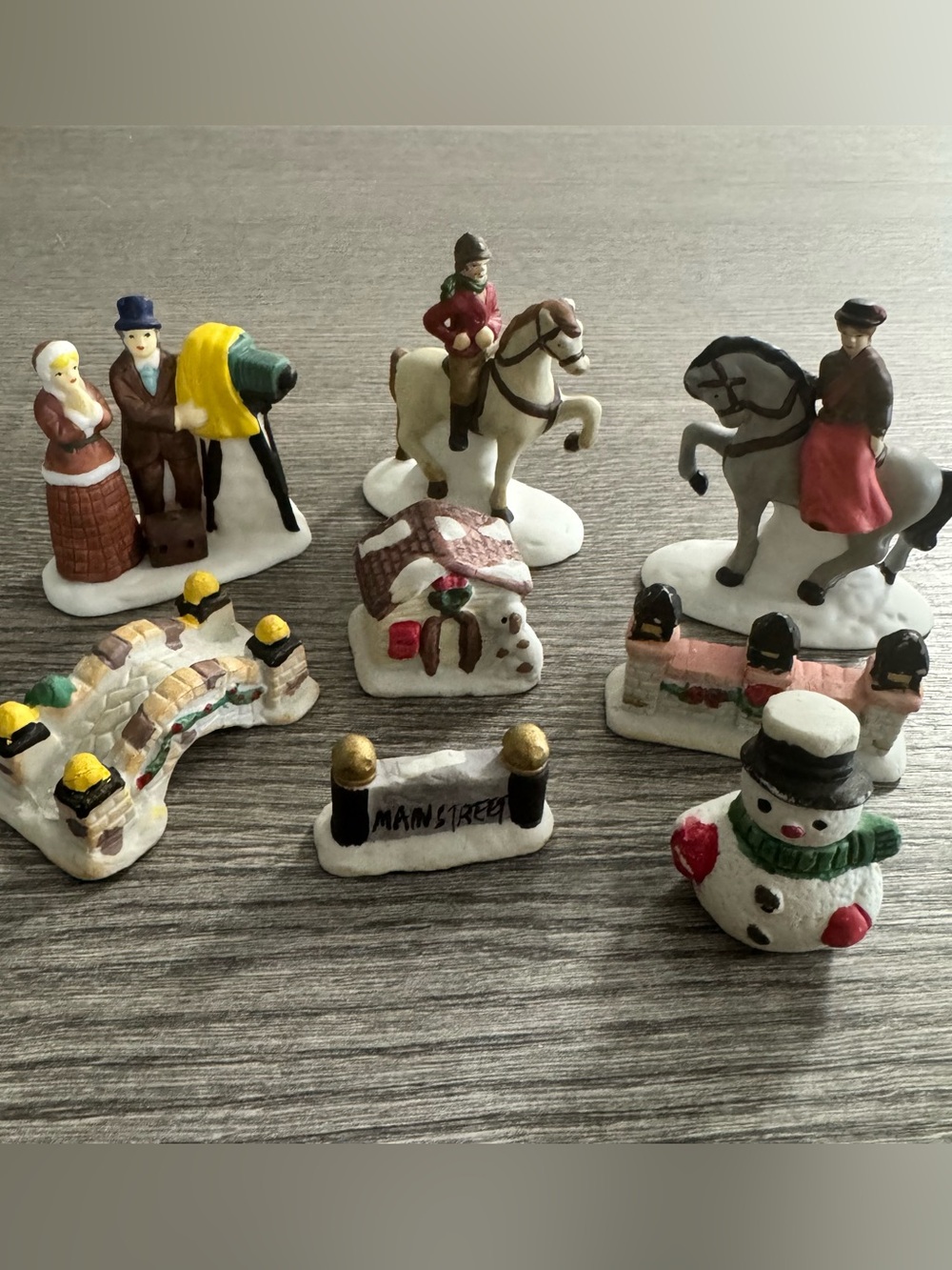 Lot of 8 Vintage Christmas Village Figurine Accessories 2-3.5” Ceramic Porcelain